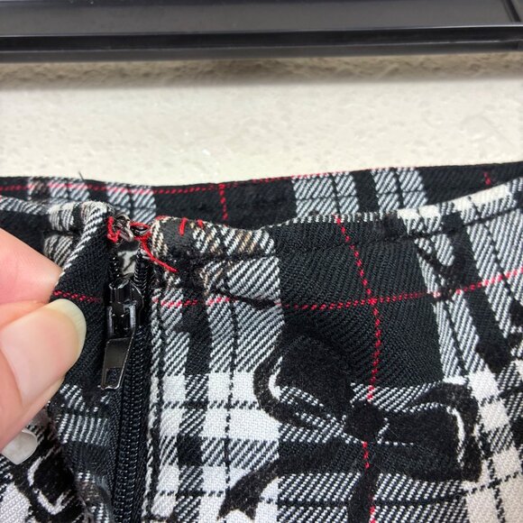 VTG Y2K Ghosts & Angels Ruffled Micro Mini Skirt Skull Bows Sz L Goth - Picture 5 of 7